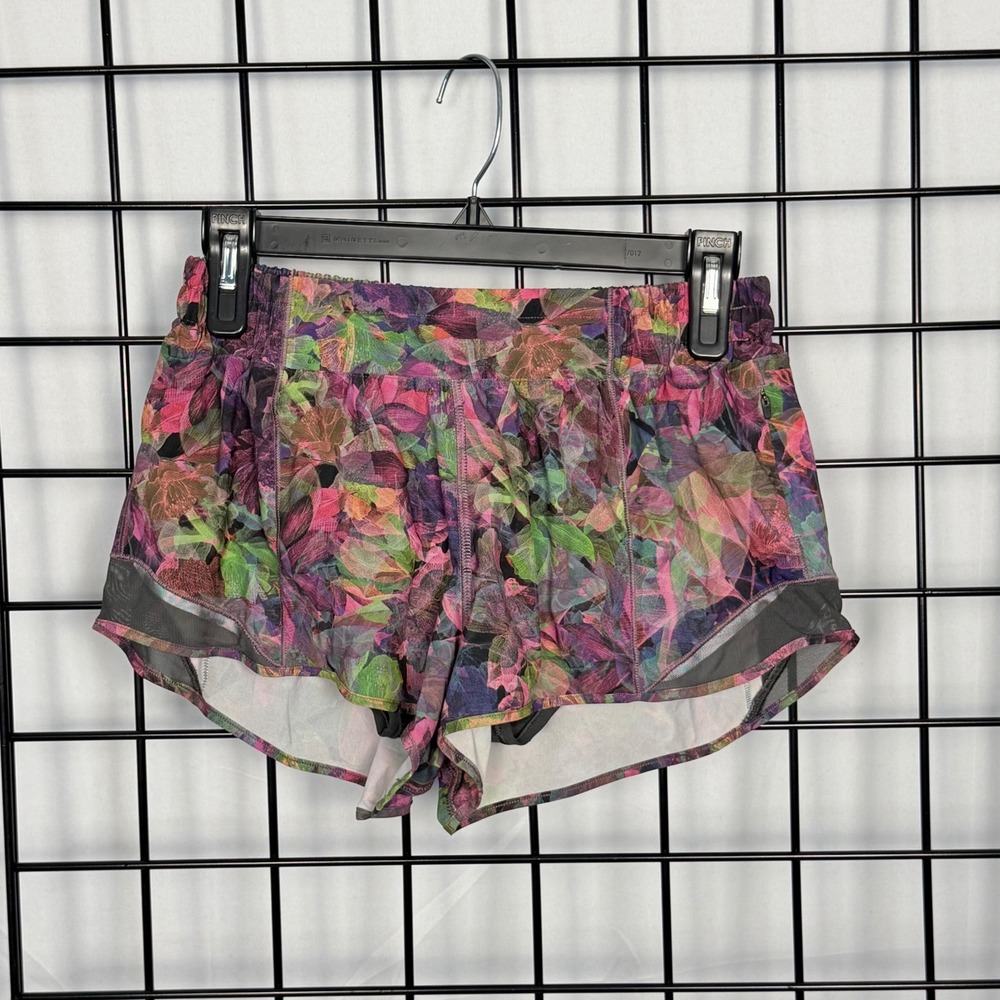 Lululemon Hotty Hot LR Lined Shorts Womens 8 Vivid Floral Tone Multi 2.5" Inseam